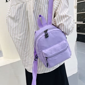 Mini Women's Backpack, Nylon Small School Bag, Casual Daypack purple