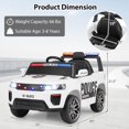 thumbnail image 3 of OLAKIDS Ride on Police Car, 12V Kids Battery Powered Electric Vehicle with Siren, Flashing Lights, Bluetooth, Music, MP3, USB, Power Display, Spring Suspension, Aged 3-8 Years, 3 of 9
