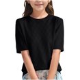 thumbnail image 1 of T-Shirts pour Filles Coupe Ample Col Rond Basique Blouses d'Été pour Enfants 6-14 Ans, 1 of 3