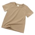 thumbnail image 3 of B91xZ Hauts Unis Unis pour Filles T-Shirt Col Rond Manches Courtes, Kaki 3-4 Ans, 3 of 4