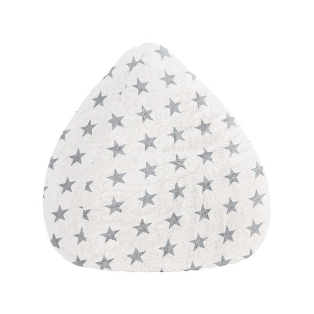 Gouchee Home Fluffy Stars White Faux Fur Bean Bag Chair – Soft Polyester with Polystyrene Bead Filling, Suitable for Adults and Teens, Lightweight & Cozy Seating for Bedroom, Living Room or Playroom