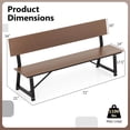 thumbnail image 2 of Costway 2 PCS 4-Person Bench with All-Weather HDPE Seat & Back Heavy-Duty Metal Support Brown, 2 of 9