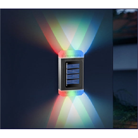 Vwrxbz Solar Wall Light Outdoor 4 LED Step Light Up Down Illumination Waterproof Garden Fence Lamp Automatic Night Lighting