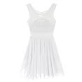 thumbnail image 4 of RUNQHUI Robe de Danse en Chiffon pour Femmes, Superposition de Justaucorps, Robe Courte, Danse Lyrique, Blanc 3TG, 4 of 7