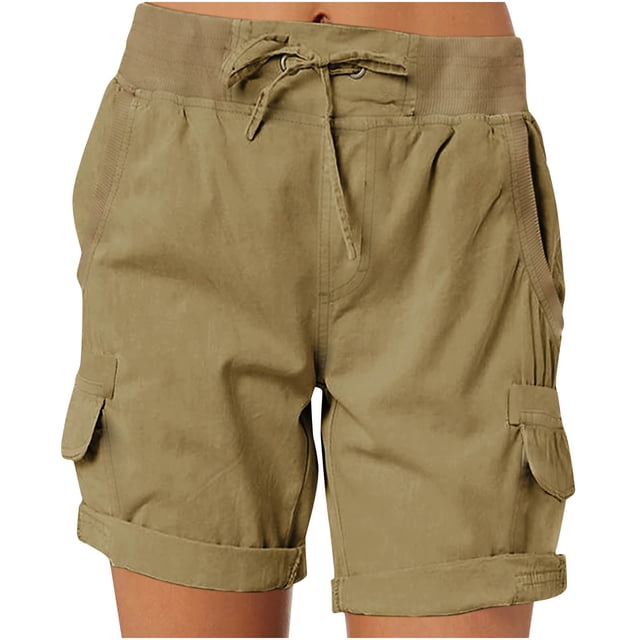 Timegard Cargo Shorts for Women High Waisted Drawstring Athletic Summer Hiking Outdoor Shorts with Pocket