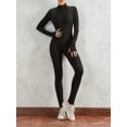 thumbnail image 3 of SUNSIOM Combinaison pour Femmes, Manches Longues Col Montant Zippée Unie Coupe Ajustée Barboteuse Décontractée pour Dames, 3 of 6