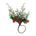 thumbnail image 1 of Kitchen Tableware Napkin Rings Set Of 6 Needle Berries Christmas Thanksgiving Holiday Rustic Farmhouse Napkin Rings Holders Handmade Trees &,Green Kitchen Tableware, 1 of 9