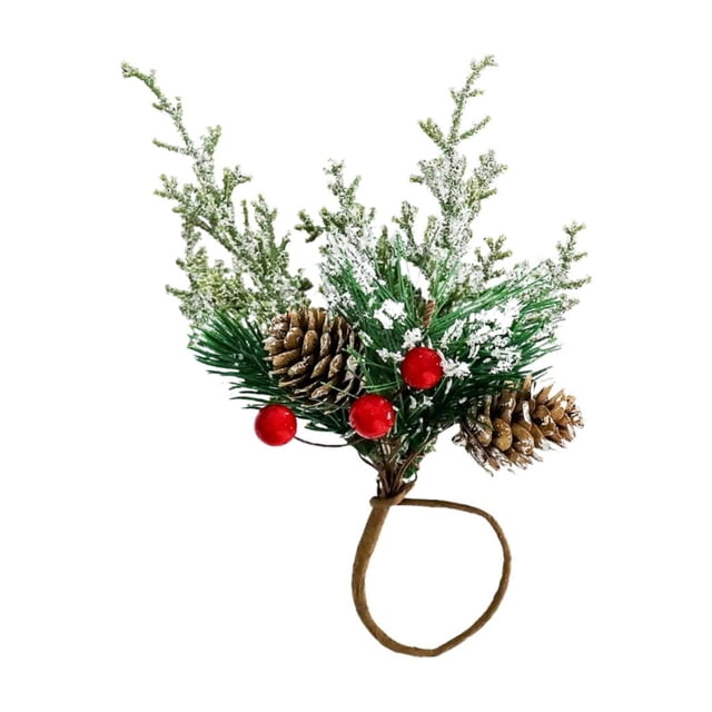 Kitchen Tableware Napkin Rings Set Of 6 Needle Berries Christmas Thanksgiving Holiday Rustic Farmhouse Napkin Rings Holders Handmade Trees &,Green Kitchen Tableware