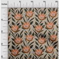 thumbnail image 2 of oneOone Tissu en Velours Orange Floral Rétro Tissu Imprimé Tissu au Mètre 58 Pouces de Large, 2 of 5