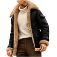 thumbnail image 1 of Veste d'Hiver pour Hommes Décontractée Unie à Col Rabattu, d'Hiver, Épaissie, Fraîche, à Fermeture Éclair, Patchwork, Manteaux, 1 of 3