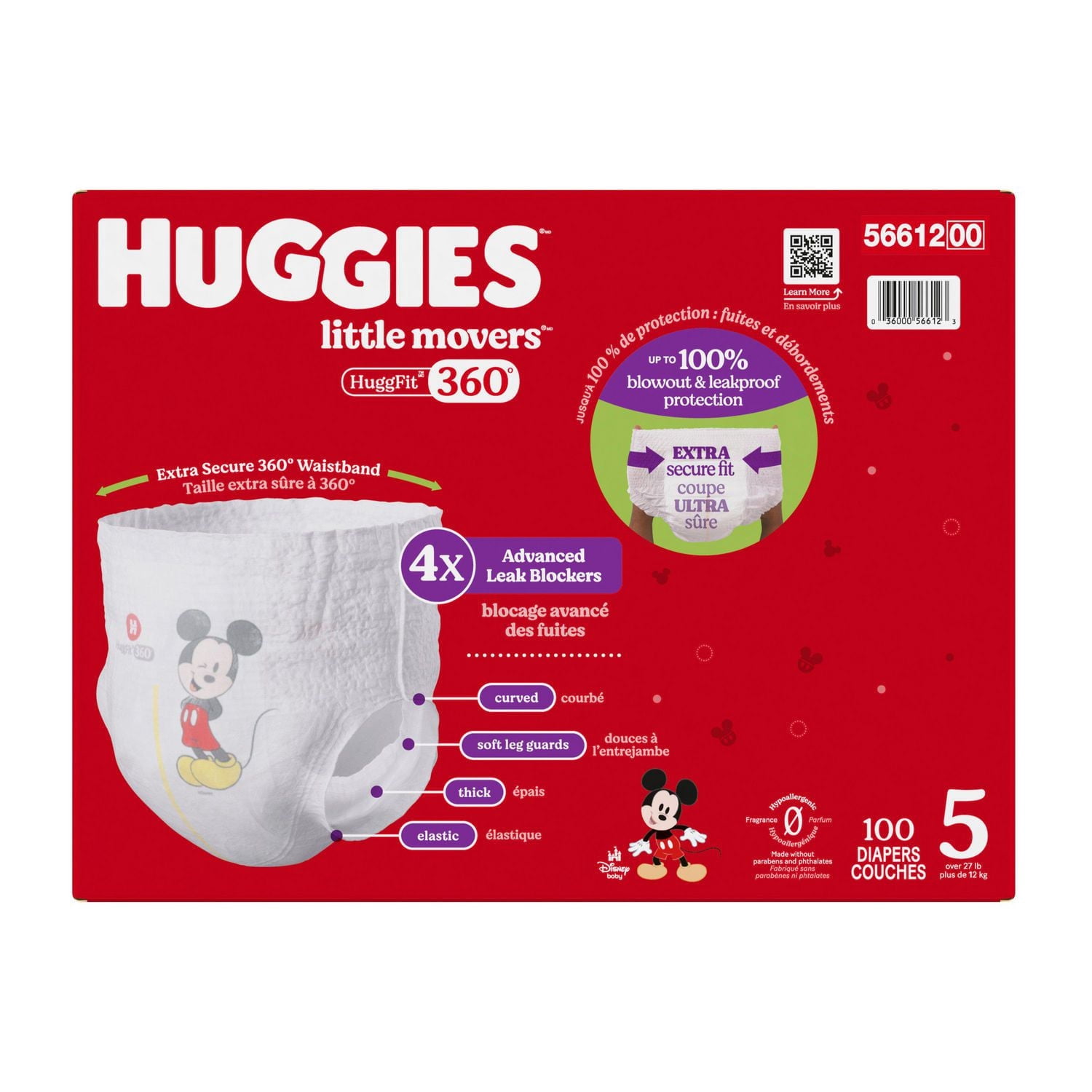 Huggies Little Movers HuggFit 360° Baby Diapers with Waistband, 3-7,Count 136-70