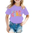 thumbnail image 1 of LUOGENLI T-Shirt pour Filles Filles Mode Décontractée Lettre Col Rond T-Shirt à Manches Courtes Haut 5 Chemises pour Filles Tendance de Grandes Marques Violet 3-4 Ans, 1 of 3
