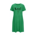 thumbnail image 4 of Mrat Pyjama à Boutons Femme Chemise de Nuit pour Femme Tenue de Nuit Manches Courtes Chemise de Nuit Décontractée Imprimée Robe de Nuit Ample Confortable Pyjama S-80 Vert TTG, 4 of 6