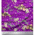 thumbnail image 1 of Soimoi Modal Satin Fabric Leaves,Moth & Magnolia Floral Print Fabric by the Yard 42 Inch Wide, 1 of 3