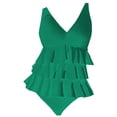 thumbnail image 4 of Duoif Maillot de Bain une Pièce pour Femme, Maillot de Bain pour Femme à Volants, Maillot Gainant Couvrant, Robe de Bain Rétro, Tenue de Bain, Maillots de Bain pour Femme, Contrôle du Ventre, Maillots de Bain pour Femme Vert TG, 4 of 4
