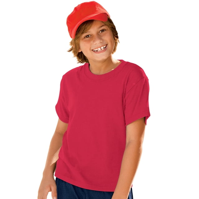 Hanes Garçon ComfortBlend EcoSmart Col Ras du Cou, TP, Rouge Foncé