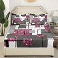 thumbnail image 3 of YST Abstract Geometric Sheet Set For Girls Full Pink Glitter Bling Sequins Check Bed Sheets,Black Grey Stripes Grids Sheets Starry Sky Geometry Fitted Sheet + Flat Sheet + 2 Pillow Cases, 3 of 5
