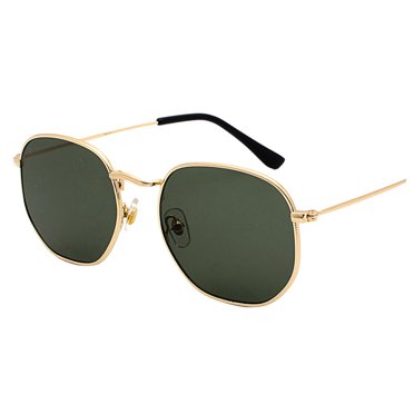 Youkk Fashionable Hexagonal Lightweight Frame Polarized Lens Unisex Protection Comfortable gold blackish green 1Set