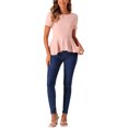 thumbnail image 2 of INSPIRE CHIC Haut Péplum pour Femme Manches Courtes Col Rond Extensible Blouse Classique S Rose, 2 of 6