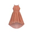 thumbnail image 1 of Girls Dress Coffee Brown Swiss Dot Hi-lo Halter Chiffon Bridesmaid 10 Years, 1 of 1