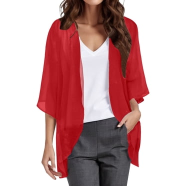 2025 Women's Short Sleeve Sheer Chiffon Cardigan for Women Open Front Chiffon Cardigan Oversized Cardigan Sweaters for Women Top