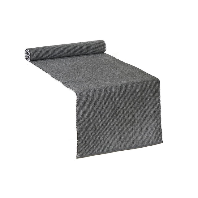 Chambray Ribbed Table Runner (Dark Green) - Set of 2 shown partially unrolled with ribbed cotton texture in dark green, ideal for dining table linens and home décor, displayed on a white background.