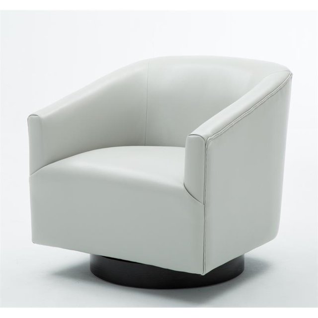 Comfort Pointe Given Dove Chaise d'Appoint Pivotante en Similicuir Gris avec Base en Bois