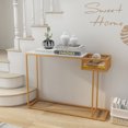 thumbnail image 4 of Gymax Table Console Étroite en Faux Marbre pour Entrée, Table de Sofa avec Panier de Rangement en Fil Métallique, 4 of 10
