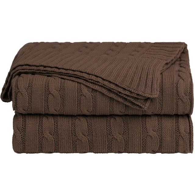 Unique Bargains Cotton Blanket Decorative Cable Knitted Throw Soft Knit Blankets