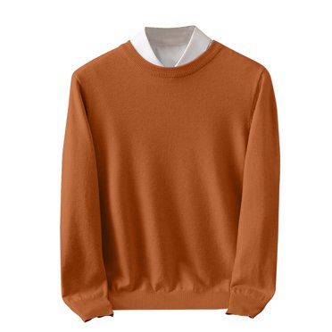 cfhntfmh Chandails pour Hommes Doux à Col Rond Chandails Thermiques de Base Confortables à Manches Longues Chandails Tricotés à Enfiler Automne Hiver Vêtements de Détente