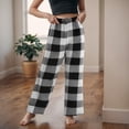 thumbnail image 2 of Ketyyh-chn99 Pantalon Cargo à Cordon pour Garçons Enfants, Pantalon Long à Carreaux Rouges pour Garçons et Filles Ados, Pyjama pour Tenues d'Intérieur Assorties en Famille pour 18 Ans, Noir, 2 of 5