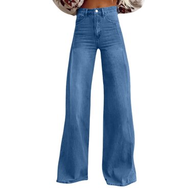Kaemgyyd Plus Size Jeans for Women Vintage High Waisted Wide Leg Stretchy Denim Pants Fall Trendy Bell Bottoms Jeans Streetwear