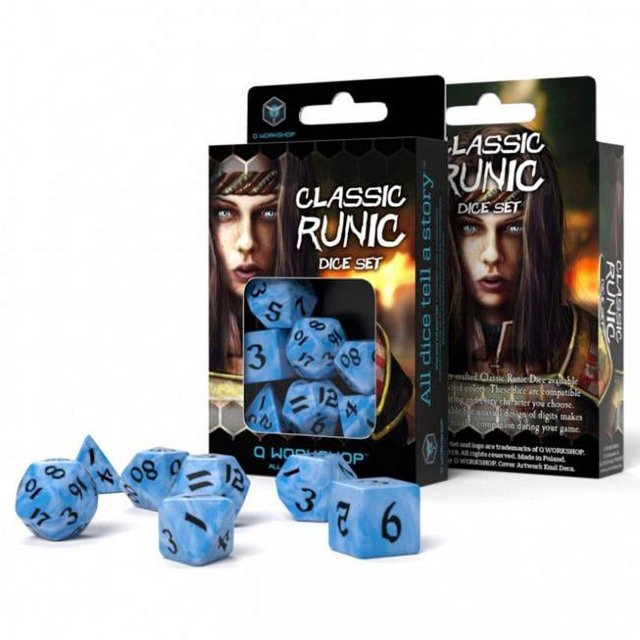 Q-workshop QWOSCLR2C dés Classiques Runic, Glacier & Noir - Ensemble de 7