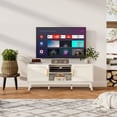 thumbnail image 4 of Gymax TV Stand Entertainment Media Console w/ 2 Rattan Cabinets & Open Shelves, 4 of 10