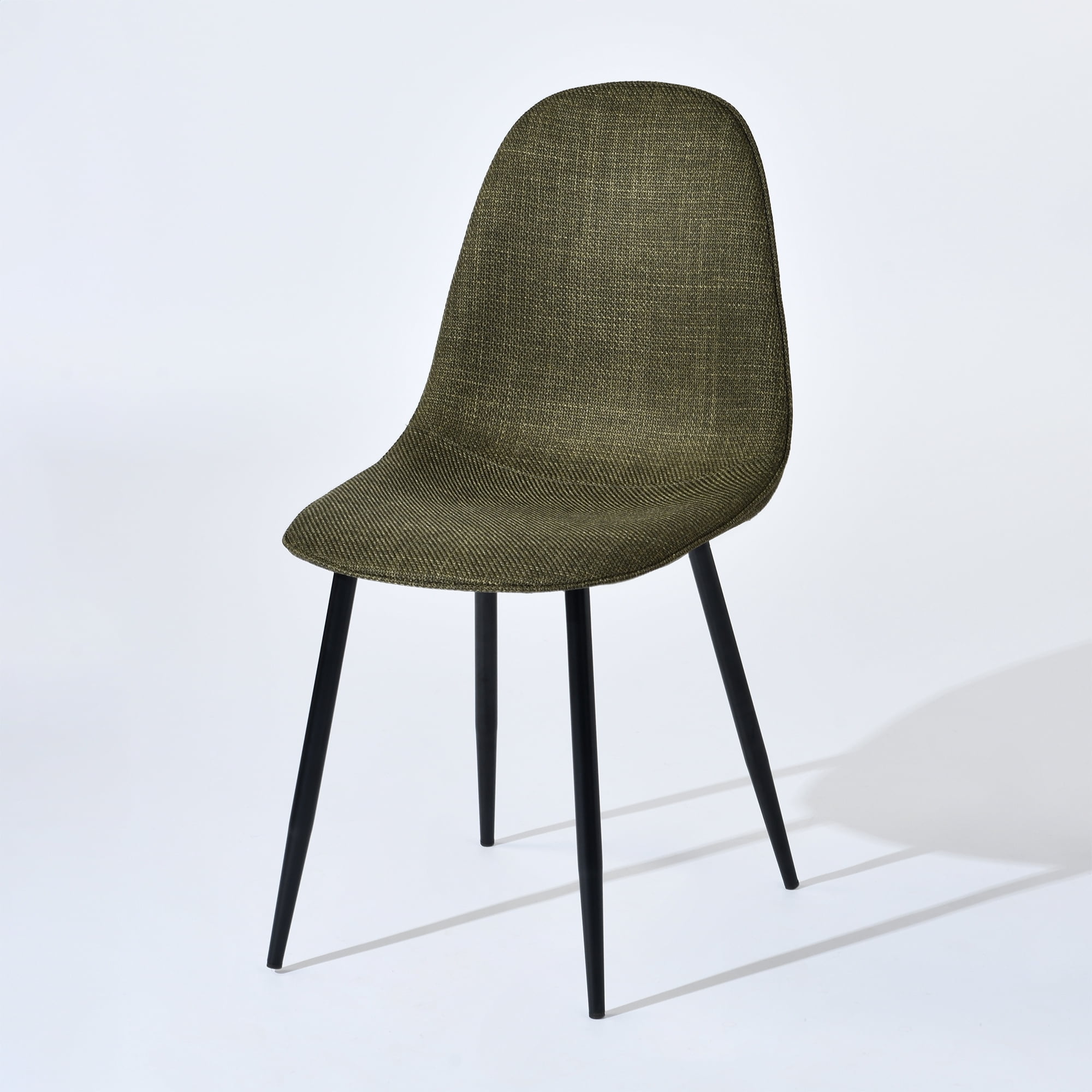 Homy Casa chaise de salle à manger verte 17,7 po, 4 pièce, dossier incurvé rembourré et pieds métal noirs