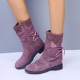 thumbnail image 1 of jsaierl Chaussures de Mode pour Femmes Bottes Rétro Western Décontractées Chaudes Talons Bas Bottes Mi-Mollet, 1 of 9