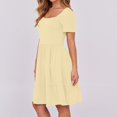 thumbnail image 4 of Robe d'Été pour Femme à Encolure Carrée, Grande Taille, Mignonne, à Manches Courtes, Taille Haute, Robe Trapèze Évasée à Volants, Danse, Beige, G, 4 of 6
