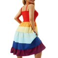 thumbnail image 4 of Robe Assortie Mère Fille Femmes Fille à Rayures Arc-en-Ciel Imprimée à Bretelles Spaghetti Sans Manches Robe Mère m, 4 of 8