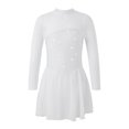 thumbnail image 1 of Sxiwei Kids Girls Long Sleeve Mesh Splice Figure Skating Dress with Rhinestone Keyhole Back Gymnastic White 12, 1 of 6