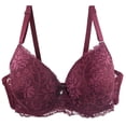 thumbnail image 2 of Yanlir Women's Push Up Lace Bra Front Closure Bras Posture Full Coverage Comfortable Breathable Underwire Unlined Back Support Plunge Seamless Bra(Red,L), 2 of 4