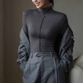 thumbnail image 4 of Yuyuzo Women's Long Sleeve T Shirts Turtleneck Pullover Tight Slim Tops Color Block Basic Tees Shirts, 4 of 7