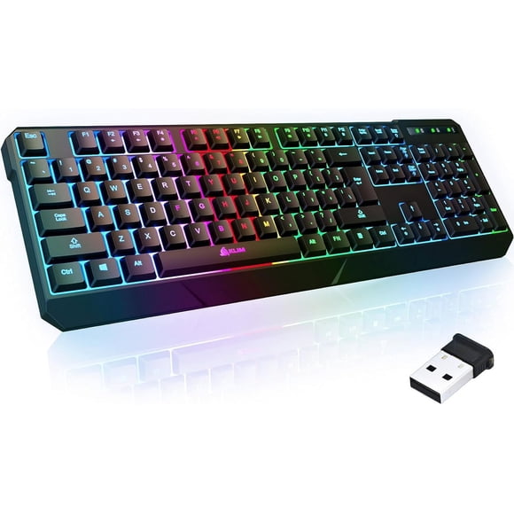 KLIM Chroma Wireless RGB Gaming Keyboard – Quiet, Backlit, Rechargeable – PC/PS5/PS4/Xbox/Mac – Black