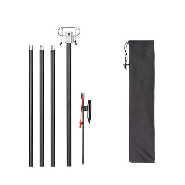 fastboy Camping Lamp Hook Bracket With High Wind Resistance Stable Retractable Double Head Lighting Pole black