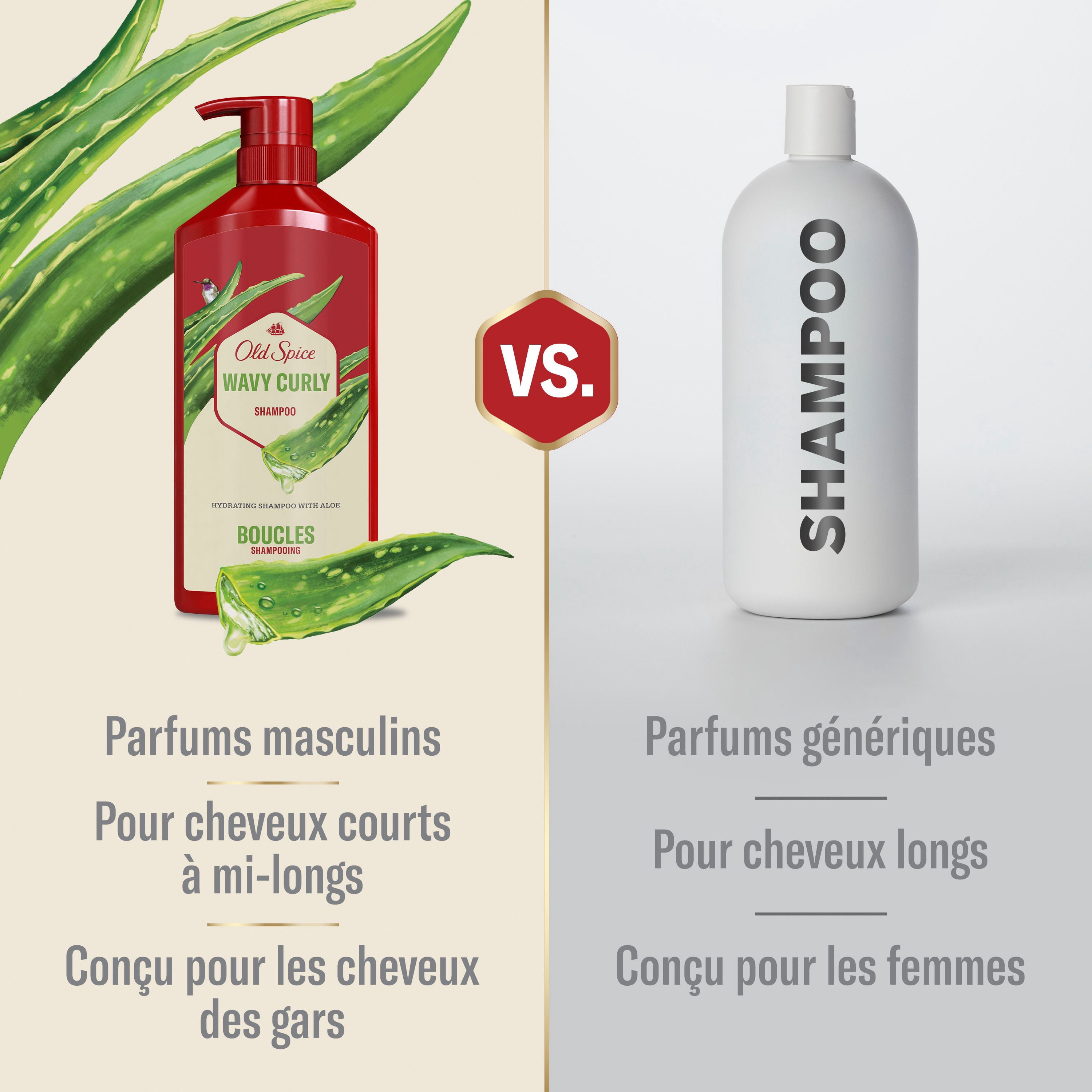 Old Spice Shampooing pour Cheveux Ondulés et Bouclés avec Aloès & Huile d'Avocat