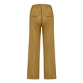 thumbnail image 3 of Ladies Pants Casual Solid Color Loose Linen Drawstring Elastic Waist Pocket Straight Leg Plus Size Pants Women Yellow L, 3 of 3