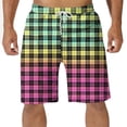 thumbnail image 1 of Diufon Men's Casual Shorts Spring Summer Wide Leg Loose Plaid Printed Elastic Waisted Drawstring Sport Shorts, 1 of 4