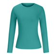 thumbnail image 4 of Timegard Hauts pour Femmes Col Ras du Cou Manches Longues Confortables Couleur Unie Camisoles Automne Décontracté Ajusté T-Shirts Hauts, 4 of 6