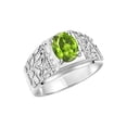 thumbnail image 4 of RYLOS Men's Rings Sterling Silver Designer Nugget Ring Oval 9X7MM Gemstone & Diamonds  Peridot August Birthstone Rings For Man Size 10, 4 of 7