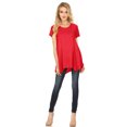 thumbnail image 1 of Womens Short Sleeve Scoop Neck Flowy Tunic Top - Made in USA, Large, Red, 1 of 1