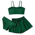 thumbnail image 1 of Kcodviy Toddler Girl's 3 Piece Toddler Bathing Suits for Girls 4T Swimsuits Soild Bikini Rullfe 14 Swimsuit Bathing Suit Briefs Girls Toddler Girls Two Cute Swimsuit Bikini Swimwear Set, 1 of 3